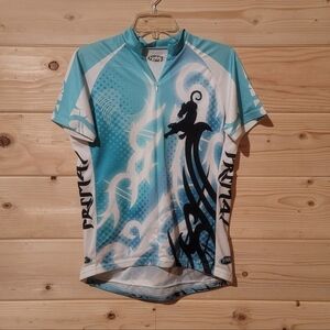 Women's Primal Three Rear Pockets Panther Print Cycling Shirt Size XL 21x23
